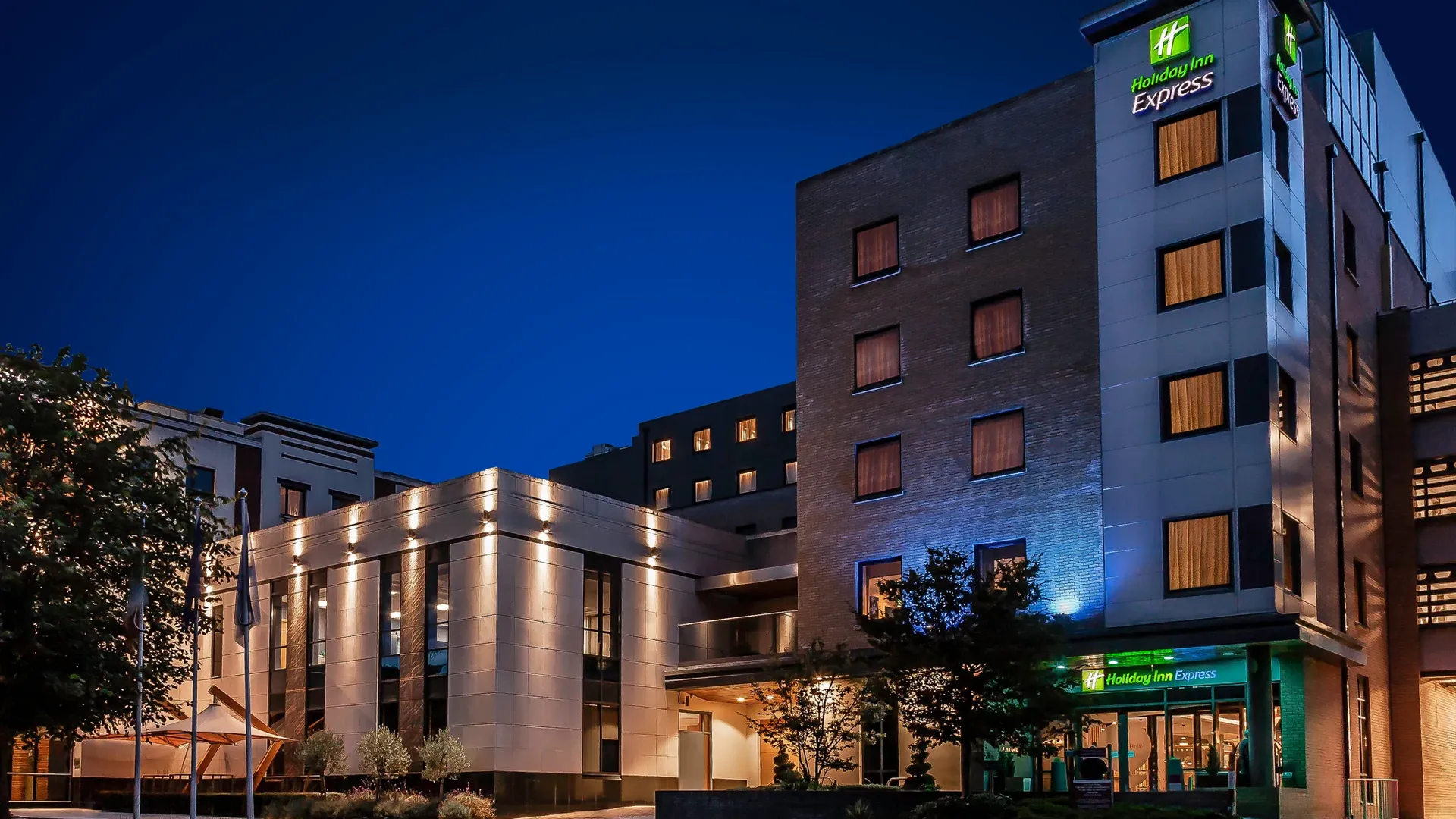 Holiday Inn Express Dublin airport hotel exterior night